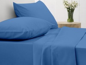 Σετ Σεντόνια Sunshine Home Cotton Feelings 104 Blue Μονό 165×270