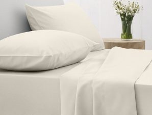 Σετ Σεντόνια Sunshine Home Cotton Feelings 108 Ecru Μονό με λάστιχο105×205+30