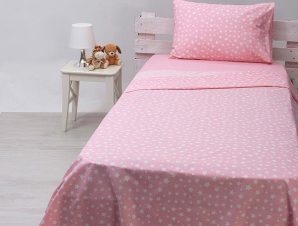 Σετ Σεντόνια Sunshine Home cotton feelings 22 Pink Μονό 165×270