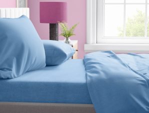 Σετ Σεντόνια King Size 4 Τεμαχίων Dimcol Solid 498 Sky Blue 240×270