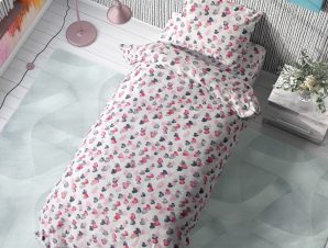 Σετ Σεντόνια Μονά 2 Τεμαχίων Dimcol Hearts 12 Grey-Pink 160×240