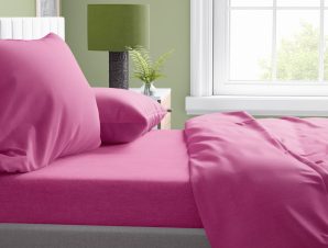 Σετ Σεντόνια Υπέρδιπλα 4 Τεμαχίων Dimcol Solid 499 Fuchsia 220×240